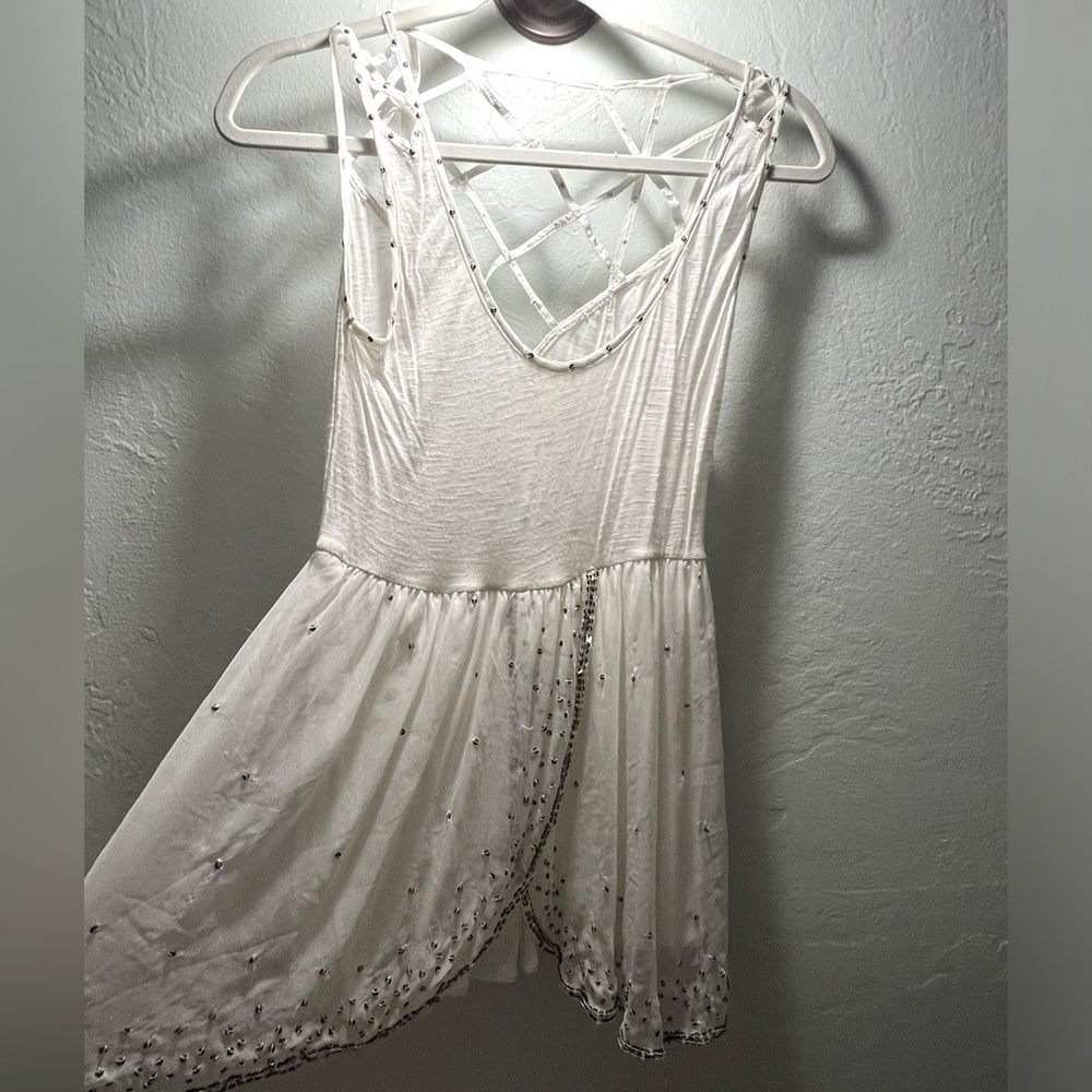Free people white sheer overlay tank